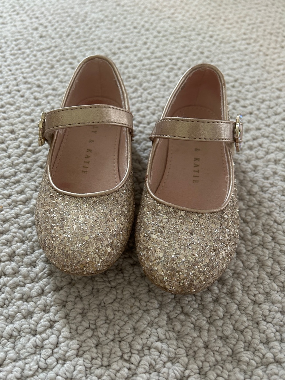 Kelly & Katie Gold Glitter Mary Jane Flats for Kids